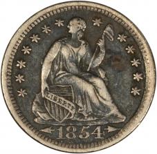 $0.05 / H10c 1854-O Seated Liberty Half Dime - Raw XF45