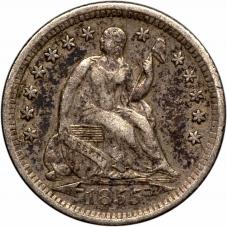 $0.05 / H10c 1855-O Seated Liberty Half Dime - Raw XF45