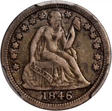 $0.10 1846 Seated Liberty Dime 10c - PCGS VF30
