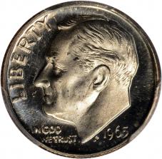 $0.10 1965 Roosevelt Dime 10c - PCGS SP66 (Cameo Contrast)