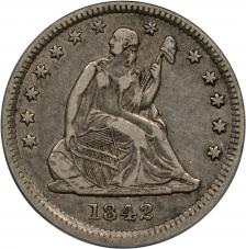 $0.25 1842 Seated Quarter Dollar 25c - PCGS VF35