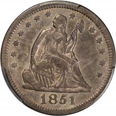 $0.25 1851 Seated Quarter 25c - PCGS XF45 PQ