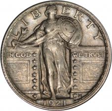 $0.25 1921 Standing Liberty Quarter 25c - AU