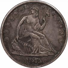 $0.50 1845 Seated 50c Half Dollar - Raw XF45
