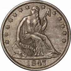 $0.50 1847 Seated Half Dollar 50c - CH AU