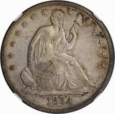 $0.50 1864 Seated 50c Half Dollar - NGC VF30