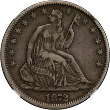 $0.50 1872-S Seated 50c Half Dollar - NGC VF35