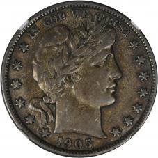 $0.50 1905 Barber 50c Half Dollar - NGC XF40