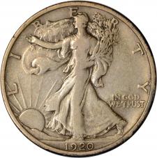 $0.50 1920-D Walking Liberty 50c Half Dollar - Raw VF20