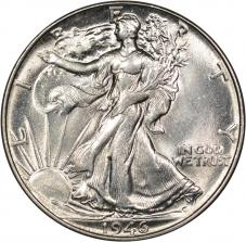 Error $0.50 1946 Walking Liberty Half Dollar 50c DDR Doubled Die Rev - Very Choice BU