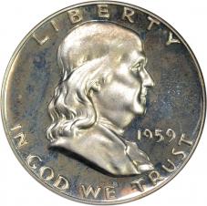 $0.50 Proof 1959 Franklin Half Dollar 50c - ANACS PF64 Cameo