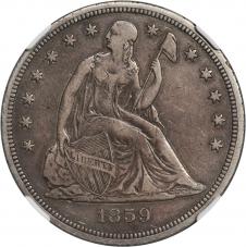 $1.00 1859-S Seated $1 Dollar - NGC VF35