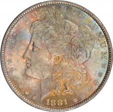 $1.00 1881 Morgan Silver Dollar $1 - PCGS MS65 CAC Toned 