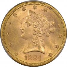 $10.00 1884 Gold Ten Dollar $10 Eagle - PCGS MS63