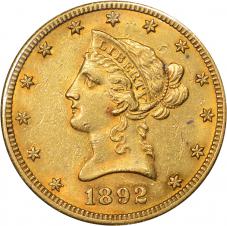 $10.00 1892-O Gold Ten Dollar $10 Eagle - AU / BU