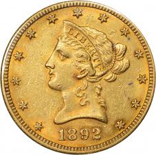 $10.00 1892-O Gold Ten Dollar $10 Eagle - AU / BU