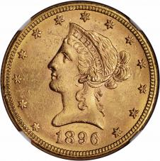 $10.00 1896 Gold $10 Ten Dollar Liberty - NGC MS62