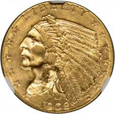 $2.50 1908 $2 1/2 Gold Quarter Eagle - NGC MS64