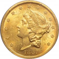 $20.00 1867 $20 Gold Double Eagle - ANACS MS61