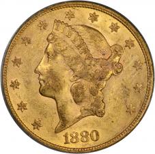 $20.00 1880 $20 Gold Double Eagle - PCGS AU55 CAC (Gold)