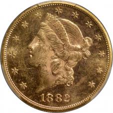 $20.00 1882-S $20 Gold Double Eagle - PCGS MS61 (Semi-Prooflike)