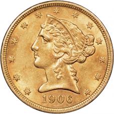 $5.00 1906-S Gold Half Eagle