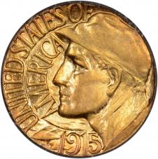 Commem $1.00 Pan Pac 1915-S Gold Commemorative Dollar - PCGS MS64 PQ
