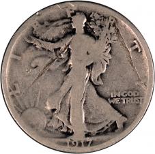 Error $0.50 1917 Walking Liberty Half Dollar 50c - Multiple Delaminations